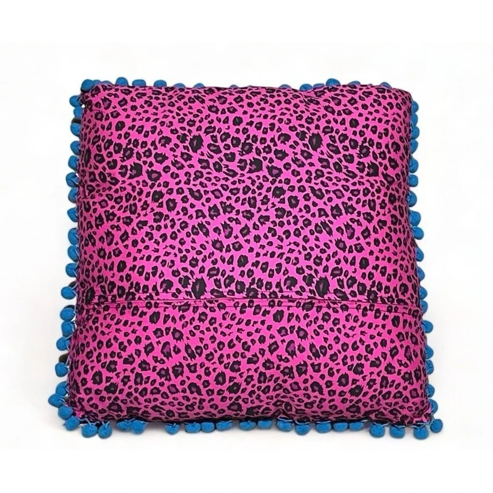 Lot Of 3 Bettie Page Pillows Pink Leopard Print Blue Tassels 14x14‎ Betty Decor